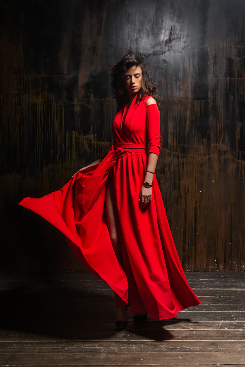 Model wearing an elegant occasion gown